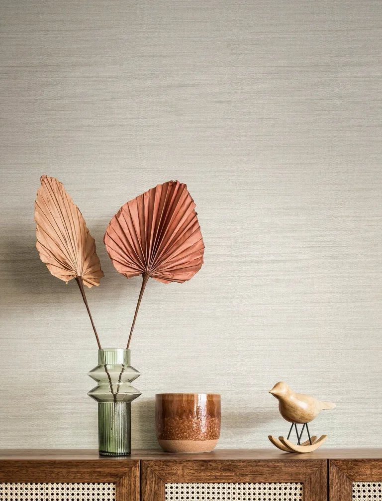 Sheehan Faux Grasscloth Wallpaper - Pearl — Ảnh 3