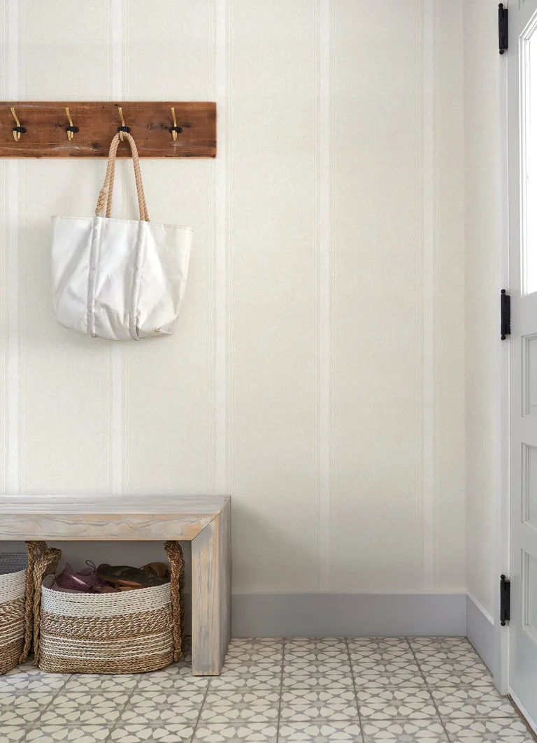 Chesapeake Linette Fabric Stripe Wallpaper - Cream — Ảnh 5