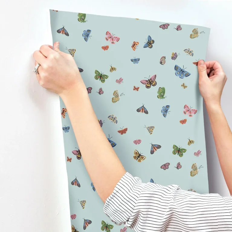 Rifle Paper Co. Butterfly House Wallpaper - Light Blue — Ảnh 2