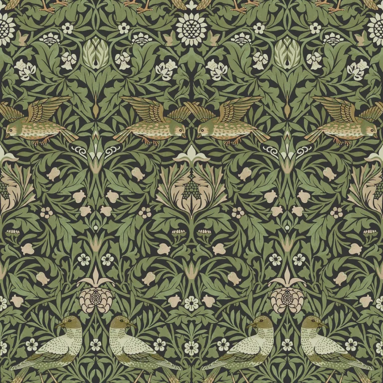 Bird Floral Thicket Wallpaper - Green — Ảnh 3