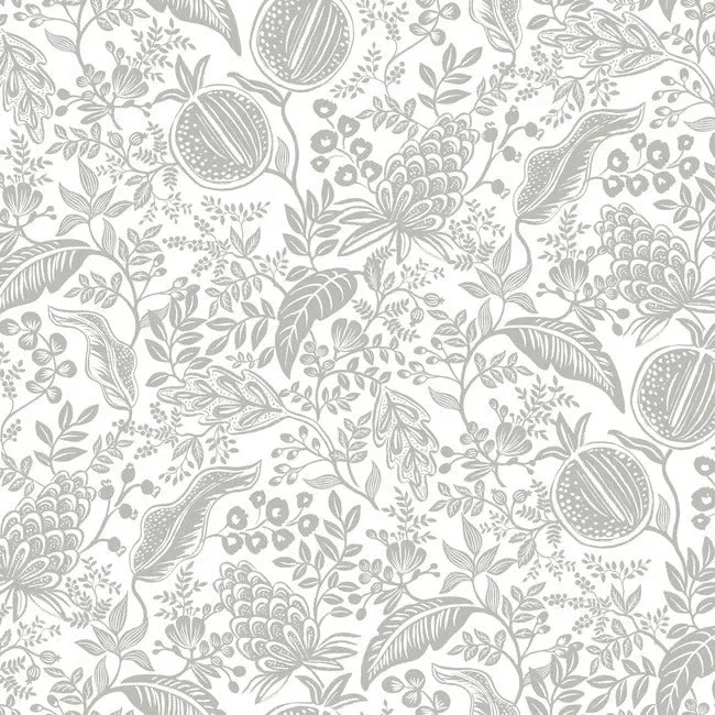Rifle Paper Co. Pomegranate Wallpaper - White & Metallic Silver — Ảnh 4
