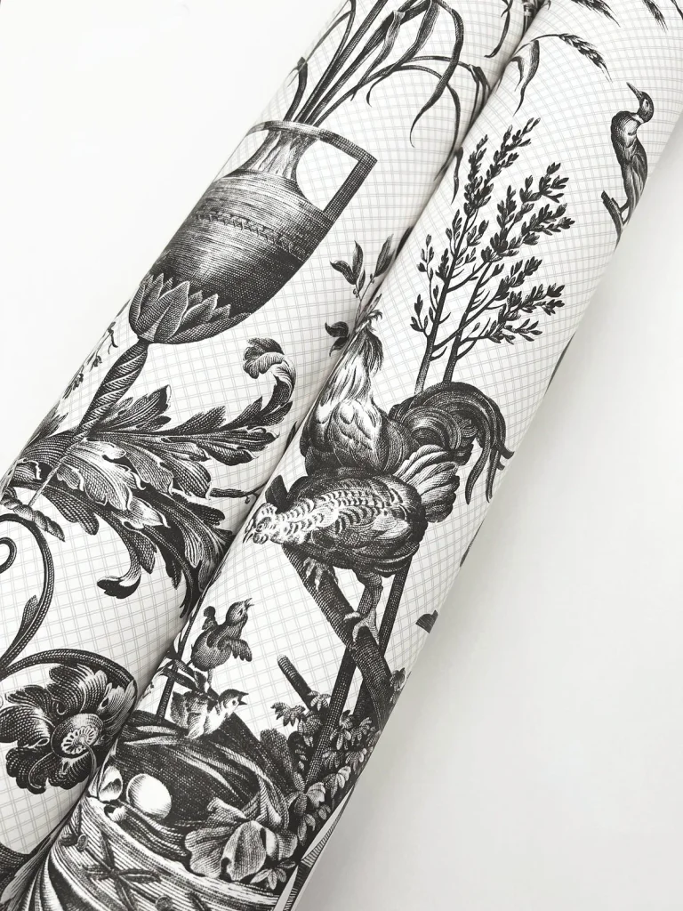 Avian Fountain Toile Wallpaper - Black — Ảnh 2