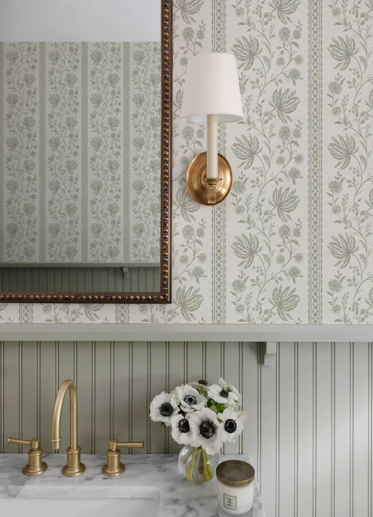 Edgemoor Jacobean Stripe Wallpaper - Sage — Ảnh 7