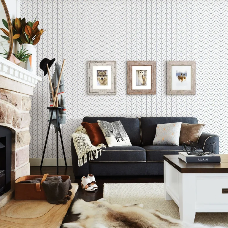 Chesapeake Bison Herringbone Wallpaper - Blue — Ảnh 3