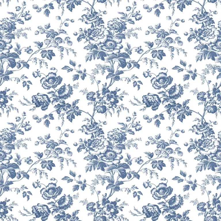 Anemone Toile Wallpaper - Navy