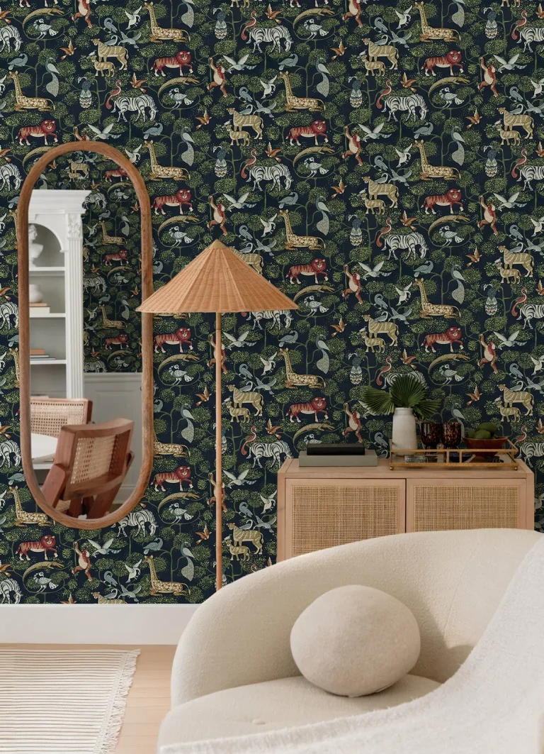 Rigby Jungle Animals Wallpaper - Navy — Ảnh 2