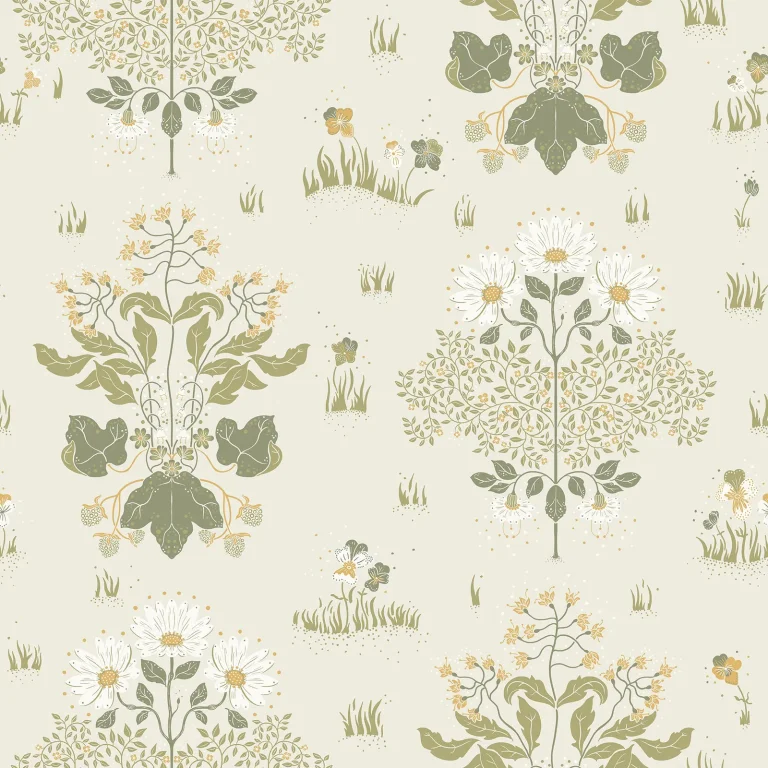 Elda Delicate Daisies Wallpaper - Olive — Ảnh 2
