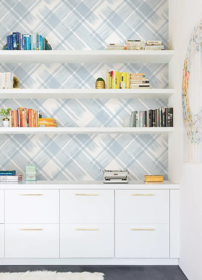 Zag Modern Plaid Wallpaper - Blue — Image 3