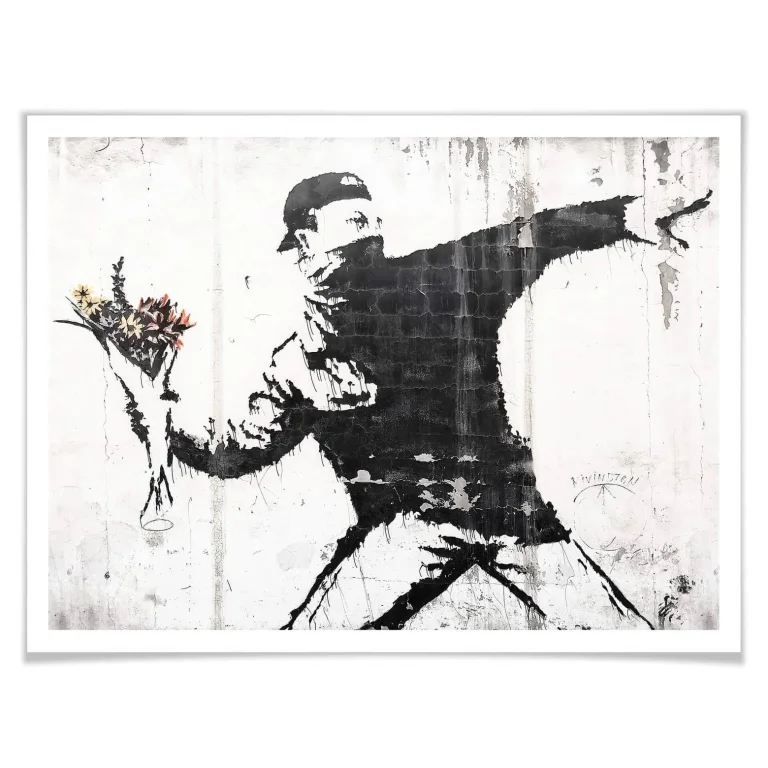 Banksy - "The Flower Thrower" Poster - 30 x 24cm — Ảnh 2