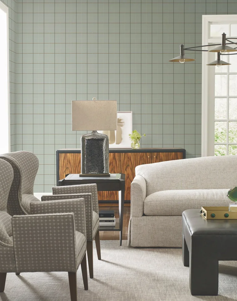 Ronald Redding Tattersall Plaid Wallpaper - Sage — Ảnh 4
