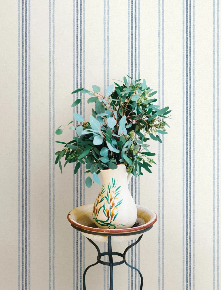 Chesapeake Lovage Linen Stripe Wallpaper - Blue — Ảnh 7