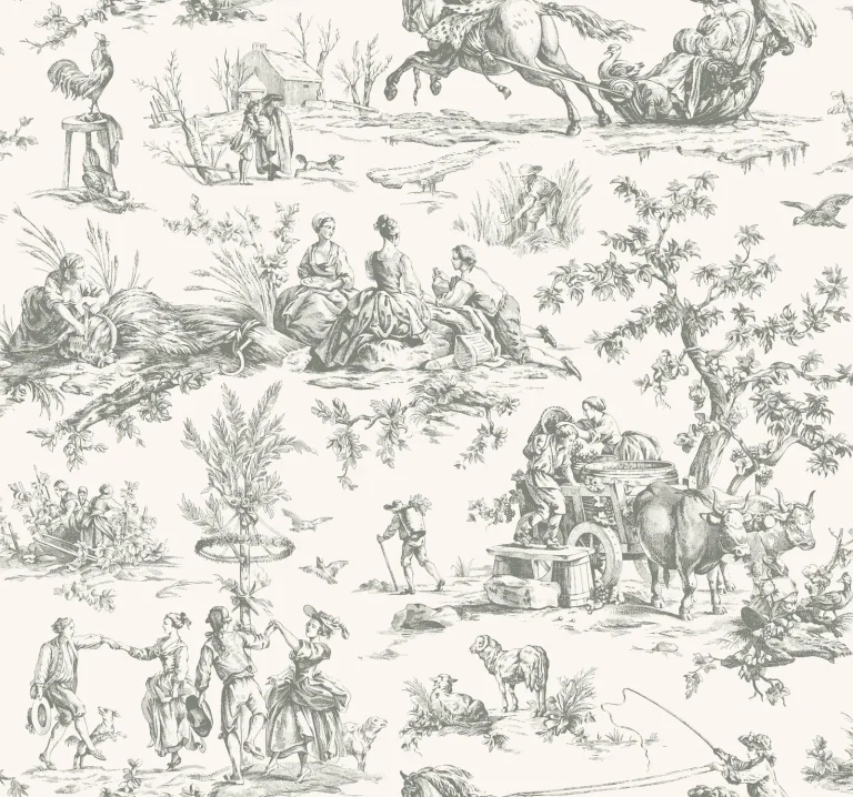 Seasons Toile Wallpaper - Grey — Image 5