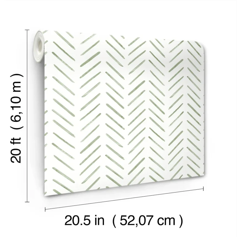 Painted Herringbone Peel and Stick Wallpaper - Fern — Ảnh 3