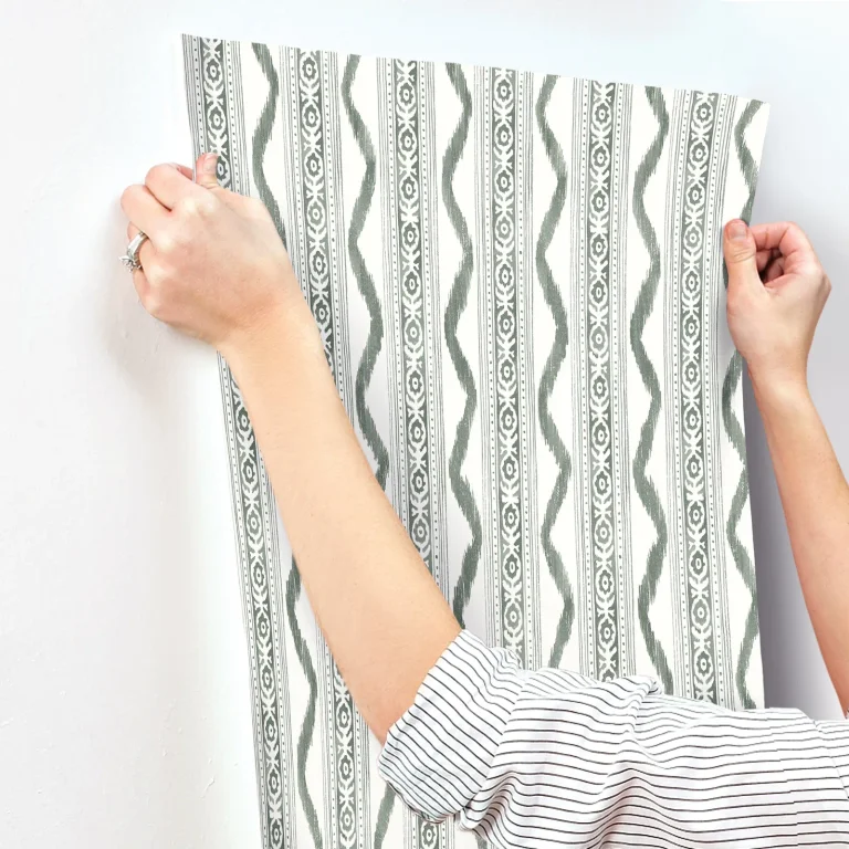 Rhys IKAT Stripe Wallpaper - Green — Ảnh 2