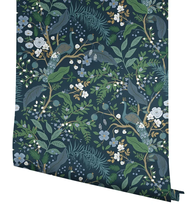 Rifle Paper Co. Peacock Garden Peel and Stick Wallpaper - Navy — Ảnh 7