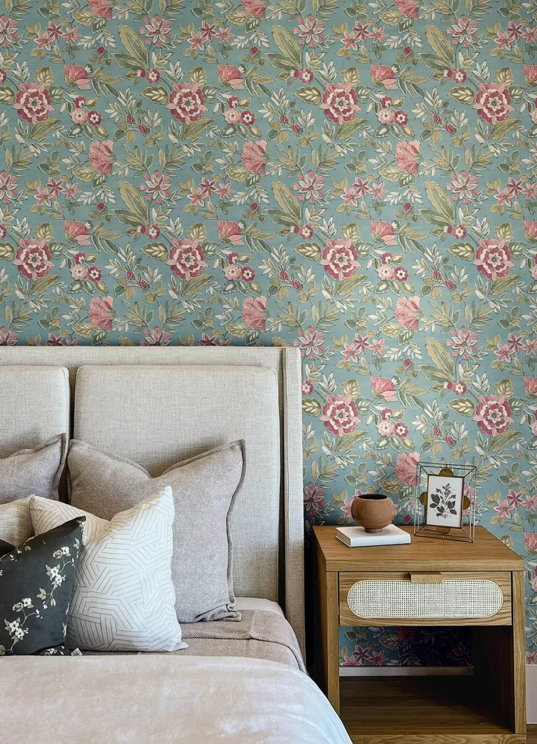 Chesapeake Begonia Floral Trail Wallpaper - Teal — Ảnh 5
