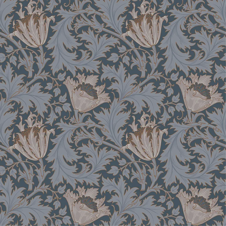 Anemone Floral Trail Wallpaper - Dark Blue — Image 4