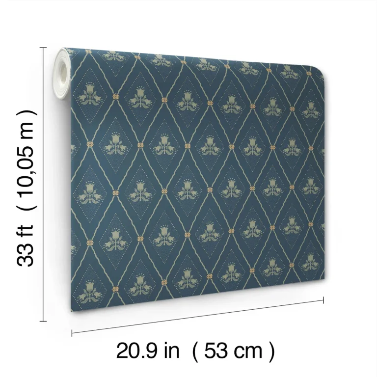 Alma Diamond Floral Wallpaper - Navy — Ảnh 5