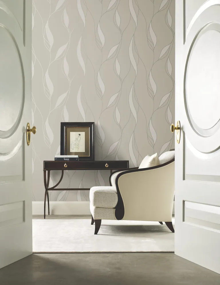 Ronald Redding Society Hill Abstract Leaf Wallpaper - Dove — Ảnh 4