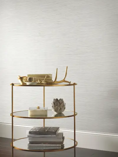 Ribbon Bamboo Wallpaper - White/Silver