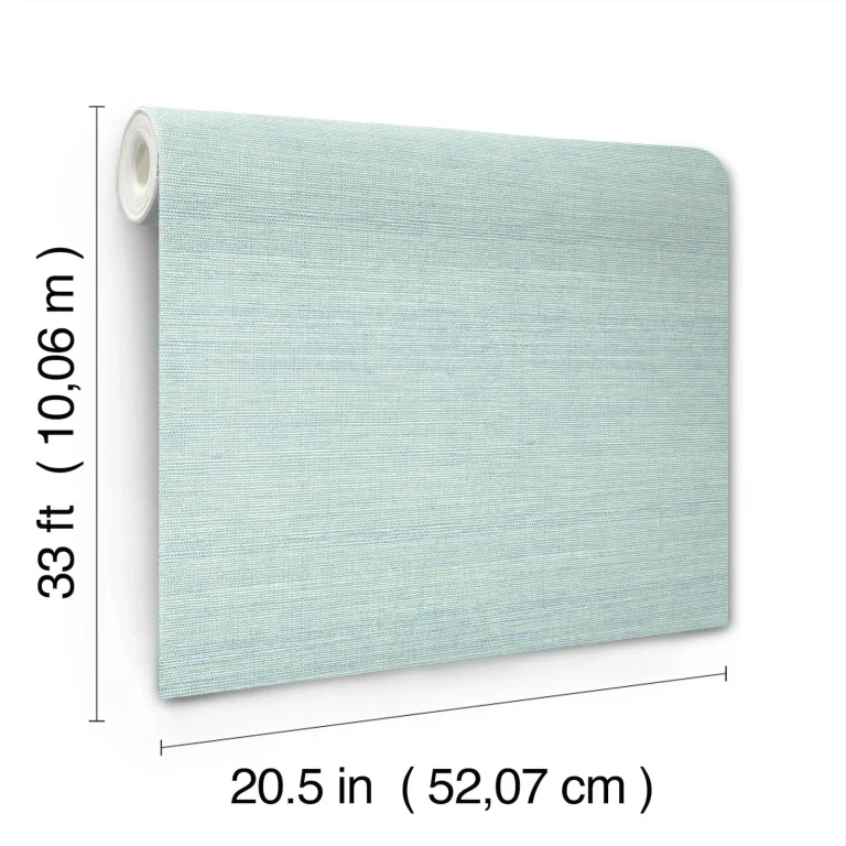 Agave Faux Grasscloth Wallpaper - Aqua - 4197-24282 — Ảnh 5