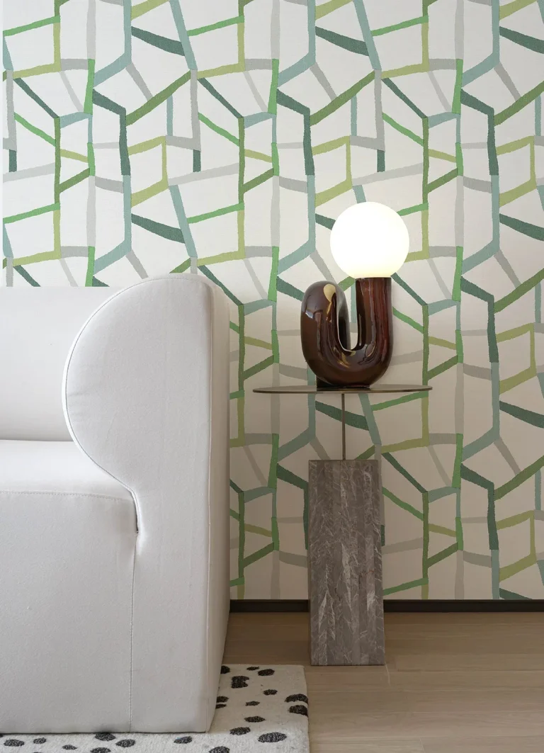 Tate Geometric Linen Wallpaper - Green — Ảnh 4