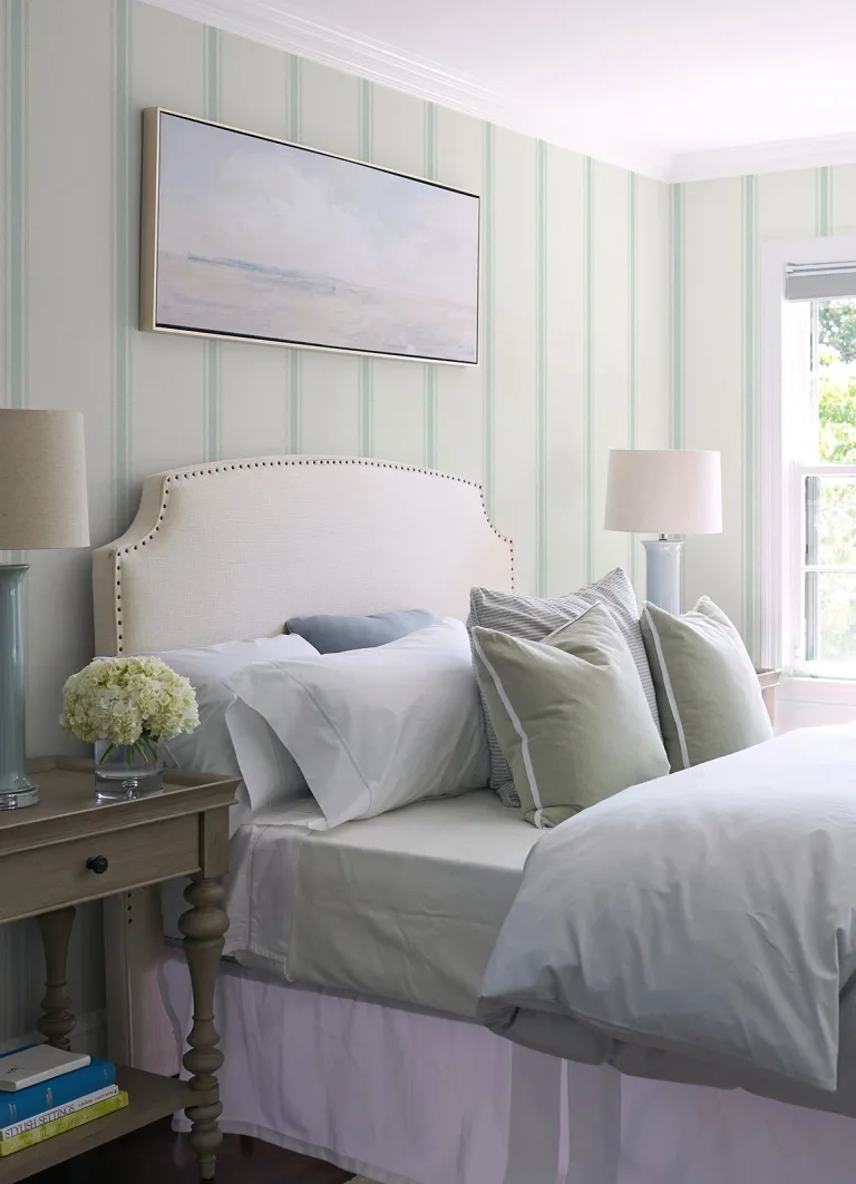 Chesapeake Linette Fabric Stripe Wallpaper - Seafoam — Ảnh 3