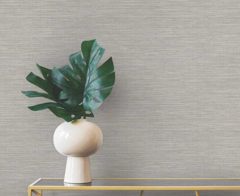 Winn Faux Grasscloth Wallpaper - Beige — Image 3