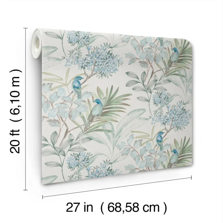 Handpainted Songbird Peel and Stick Wallpaper - Turquiose — Image 7