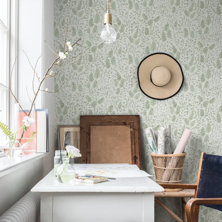 Isha Leaf Wallpaper - Green — Image 3