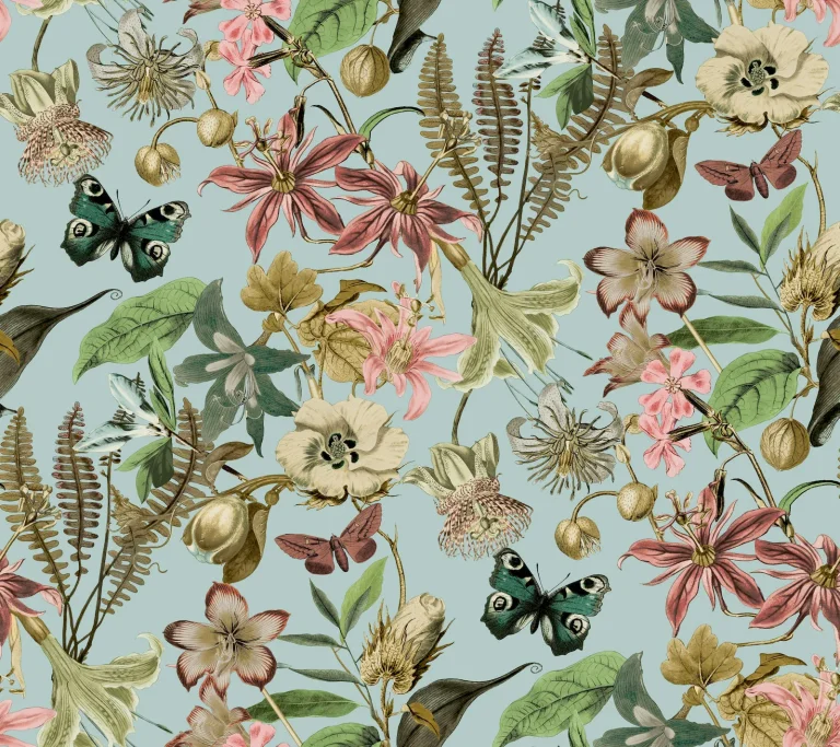 Butterfly House Wallpaper - Sky Blue — Ảnh 2