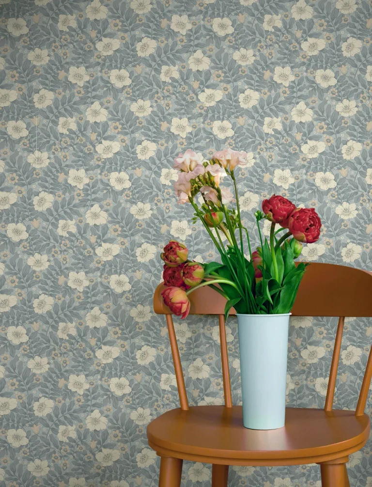 Maggan Floral Trail Wallpaper - Blue — Ảnh 3
