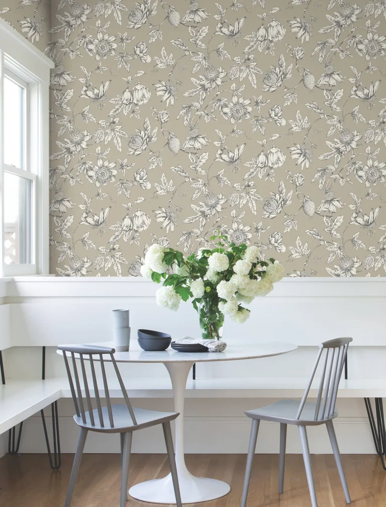 Passion Flower Toile Wallpaper - Linen — Ảnh 8