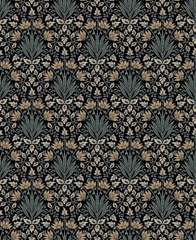 Chris Loves Julia Woodbury Floral Damask Wallpaper - Black — Ảnh 5