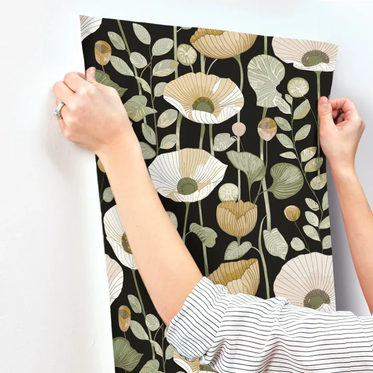 Mindra Floral Trail Wallpaper - Black — Ảnh 3