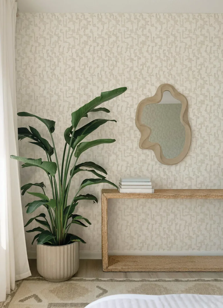 Cipher Geometric Faux Grasscloth Wallpaper - Beige — Ảnh 3
