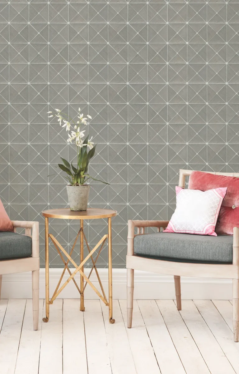 Dazzling Diamond Sisal Grasscloth Wallpaper - Grey/Silver — Ảnh 4