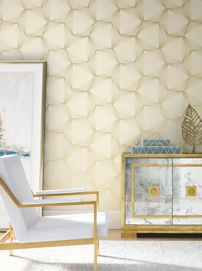 Candice Olson Honeycomb Peel and Stick Wallpaper - Sand/Gold