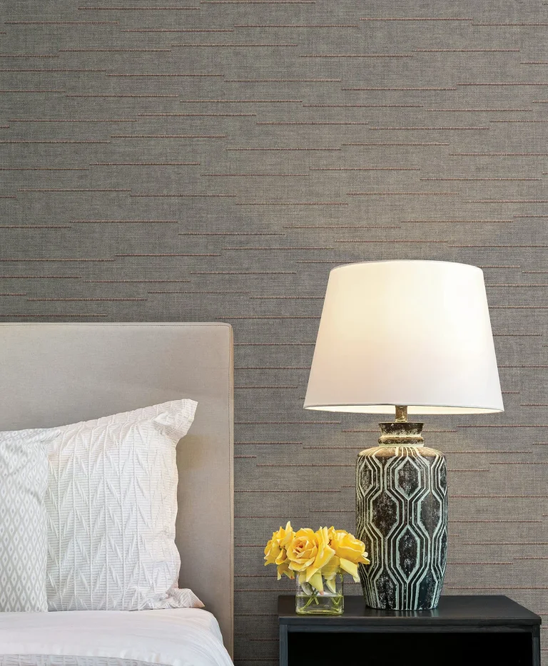 Latitude Striated Wallpaper - Dark Grey — Image 5