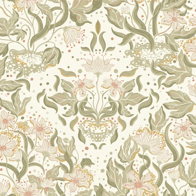 Lisa Floral Damask Wallpaper - Olive — Ảnh 3