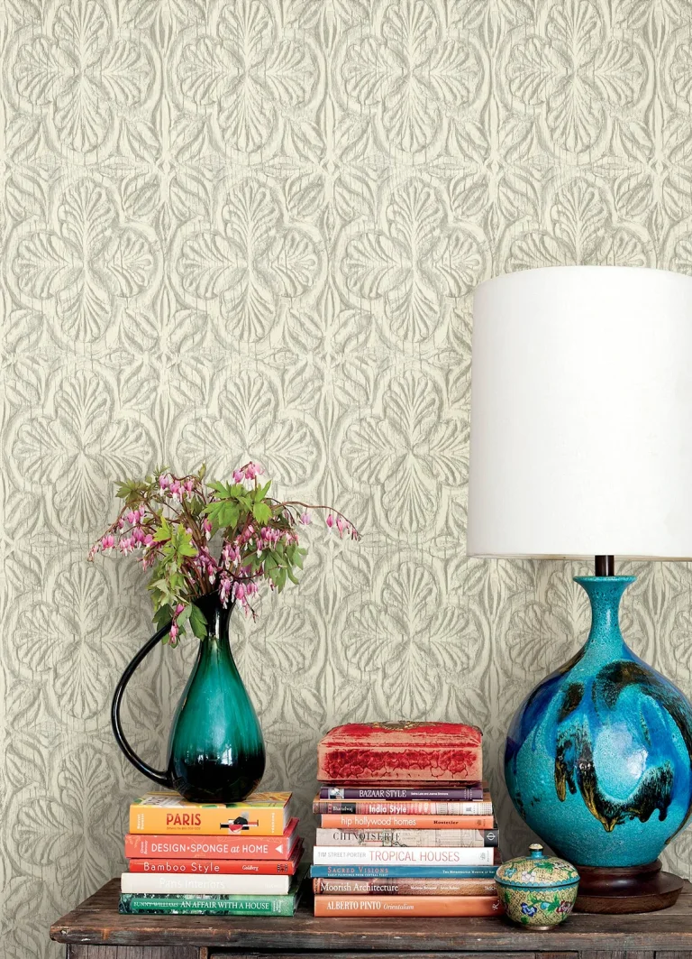 Chesapeake Karachi Wooden Damask Wallpaper - White — Ảnh 4
