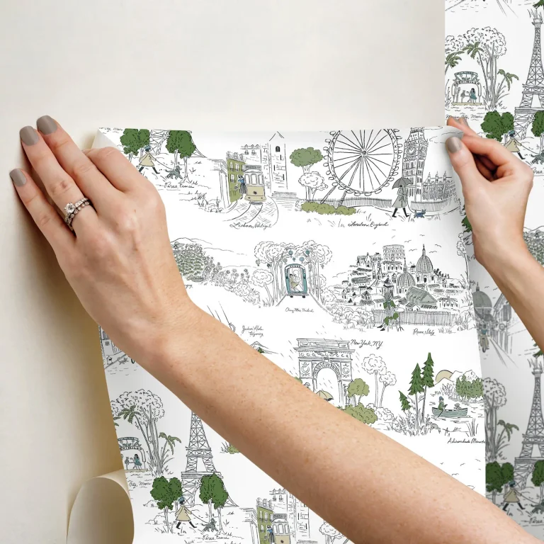 Rifle Paper Co. Travel Sketches Globetrotter Peel and Stick Wallpaper - Blue — Ảnh 5