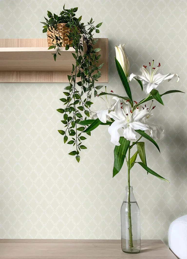 Trevor Leaf Trellis Wallpaper - Khaki — Ảnh 3