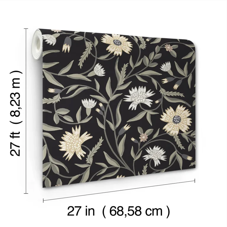 Rifle Paper Co. Aster Wallpaper - Black — Image 4