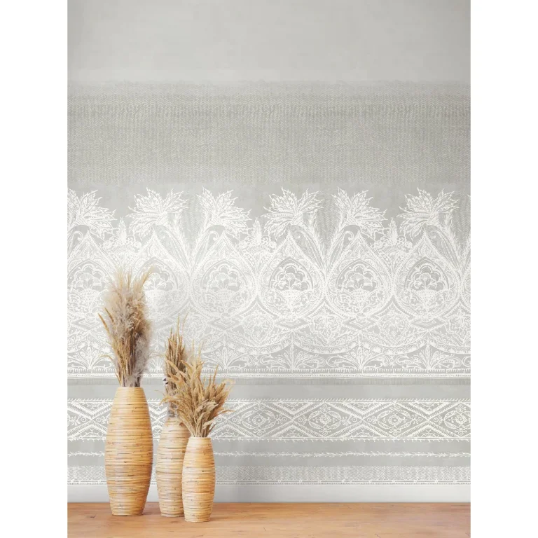 Henna Wall Mural - White/Grey — Image 2