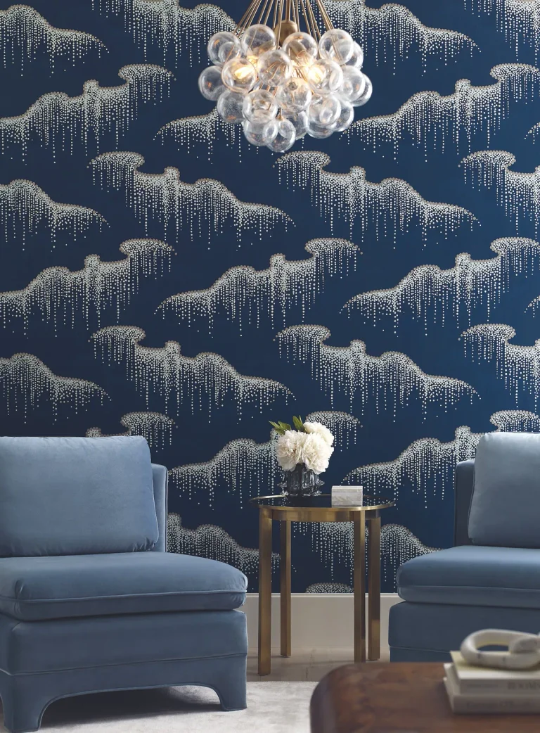 Candice Olson Moonlight Pearls Wallpaper - Navy