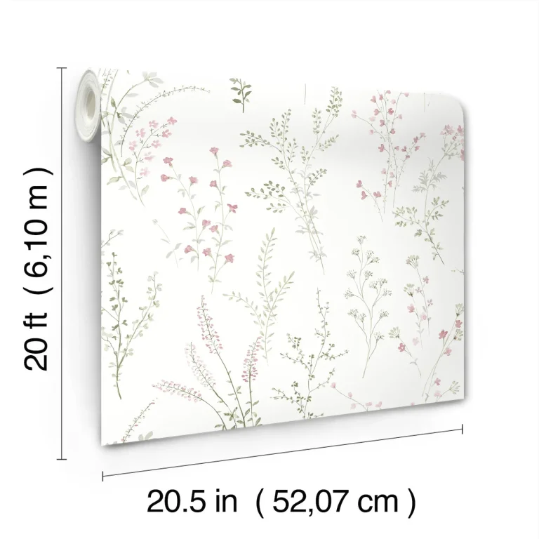 Wildflower Sprigs Peel and Stick Wallpaper - Pink/Green/Grey — Ảnh 2