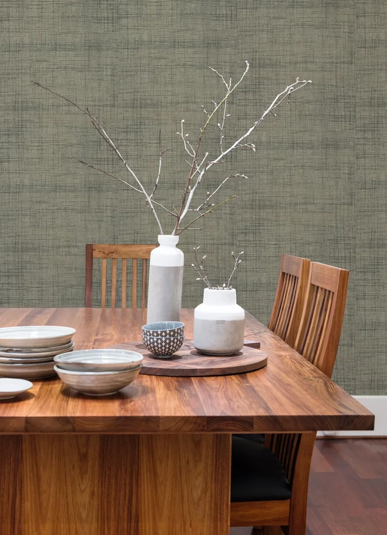 Cheng Woven Grasscloth Wallpaper - Light Grey — Image 5