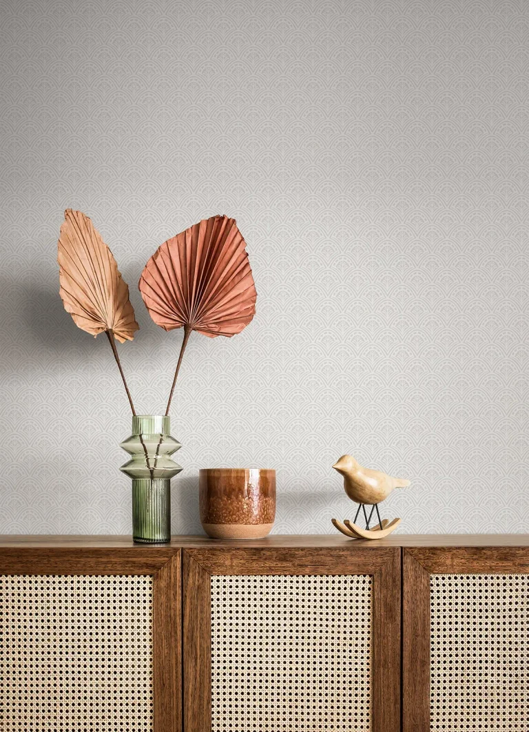 Athena Scalloped Botanical Wallpaper - Light Grey — Ảnh 3