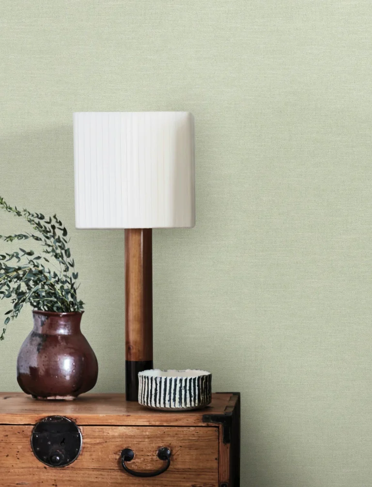 Chesapeake Chambray Fabric Weave Wallpaper - Sage — Image 6